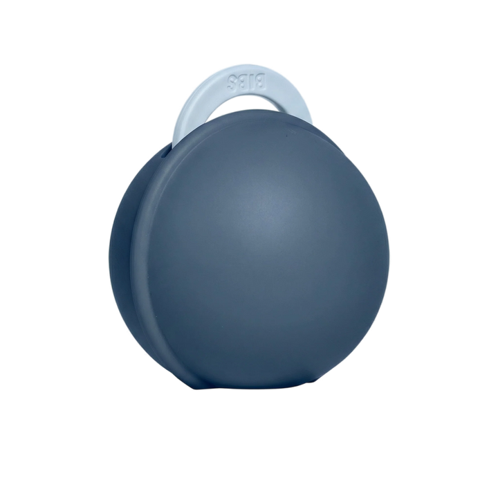 BIBS Colour Pacifier Round Latex &amp; Pacifier Case Mini (Baby Blue/Steel Blue)