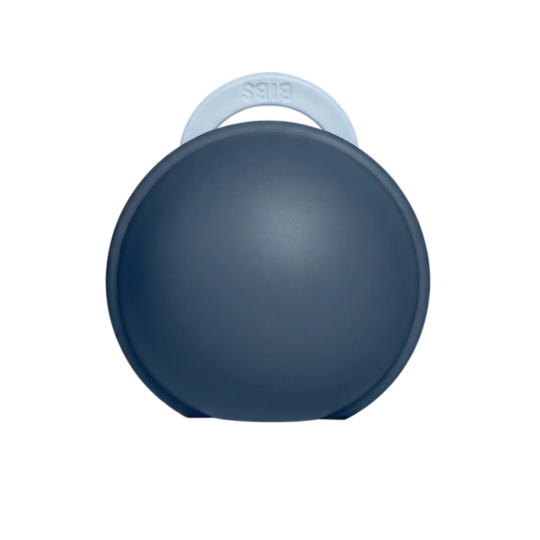 BIBS Colour Pacifier Round Latex &amp; Pacifier Case Mini (Baby Blue/Steel Blue)