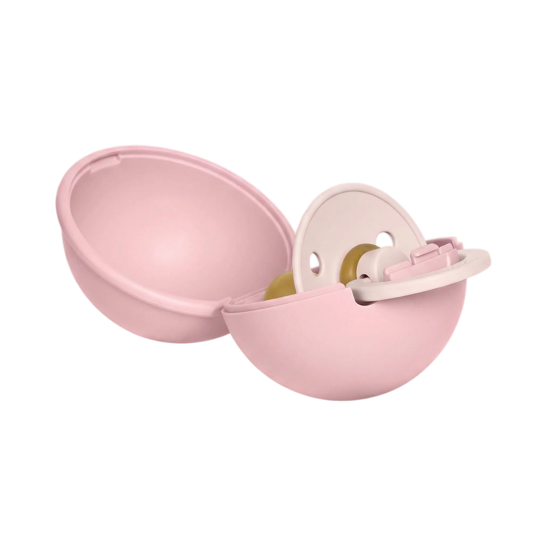BIBS Colour Pacifier Round Latex &amp; Pacifier Case Mini (Vanilla/Baby Pink)
