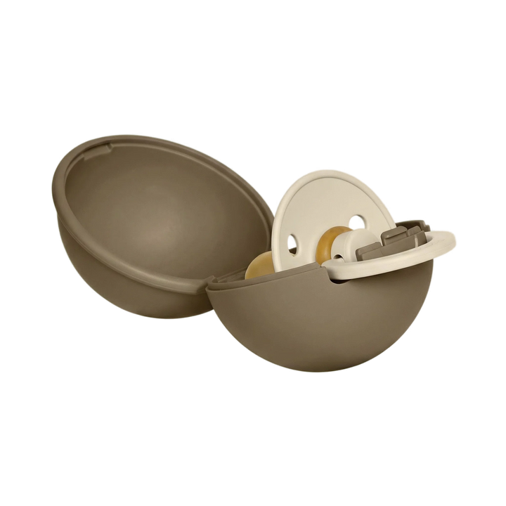 BIBS Colour Pacifier Round Latex &amp; Pacifier Case Mini (Vanilla/Dark Oak)