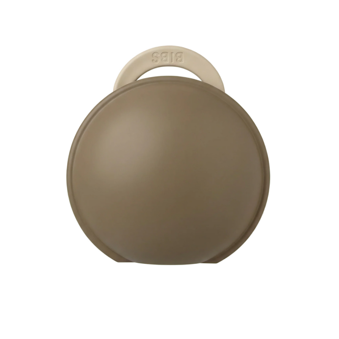BIBS Colour Pacifier Round Latex &amp; Pacifier Case Mini (Vanilla/Dark Oak)