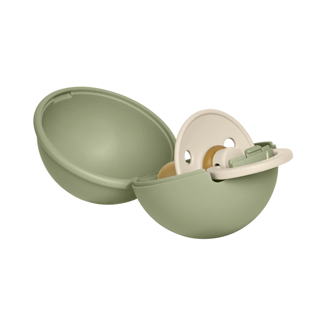 BIBS Colour Pacifier Round Latex &amp; Pacifier Case Mini (Vanilla/Sage)