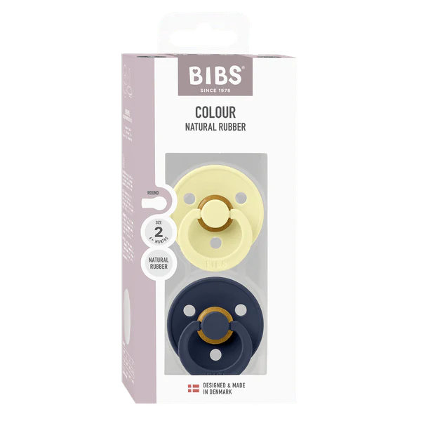 BIBS Colour Round Latex Pacifier 2pk (Luna/Deep Space)
