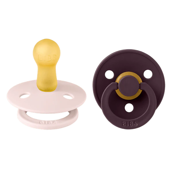 BIBS Colour Round Latex Pacifier 2pk (Petal/Plum)