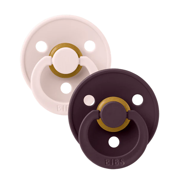 BIBS Colour Round Latex Pacifier 2pk (Petal/Plum)