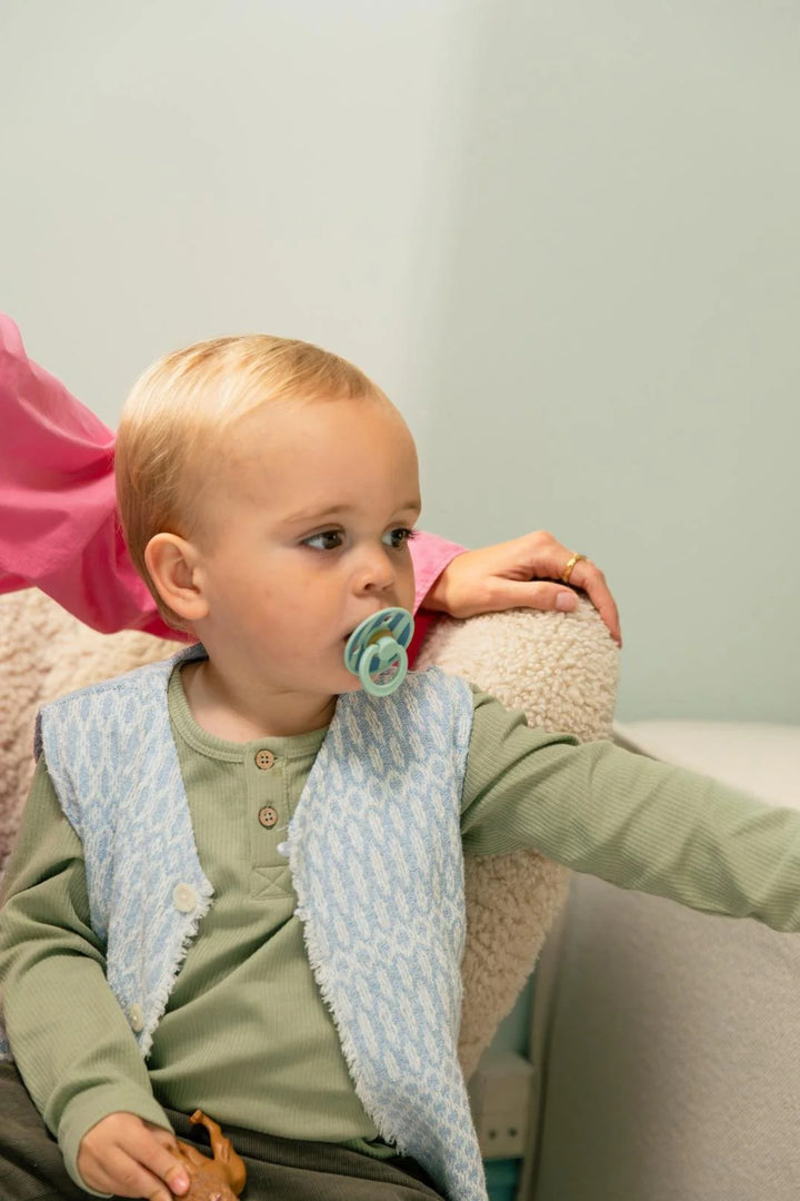 BIBS Colour Round Latex Pacifier 4-Pack (Ivory/Vanilla/Pinstripe Sage)