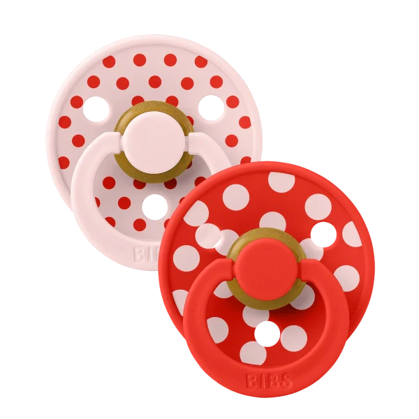 BIBS Studio Pacifier 2pk (Polka Blossom/Candy Apple)