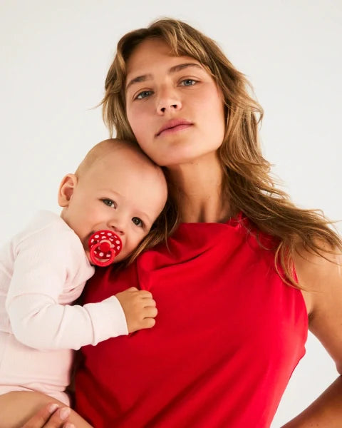 BIBS Studio Pacifier 2pk (Polka Blossom/Candy Apple)