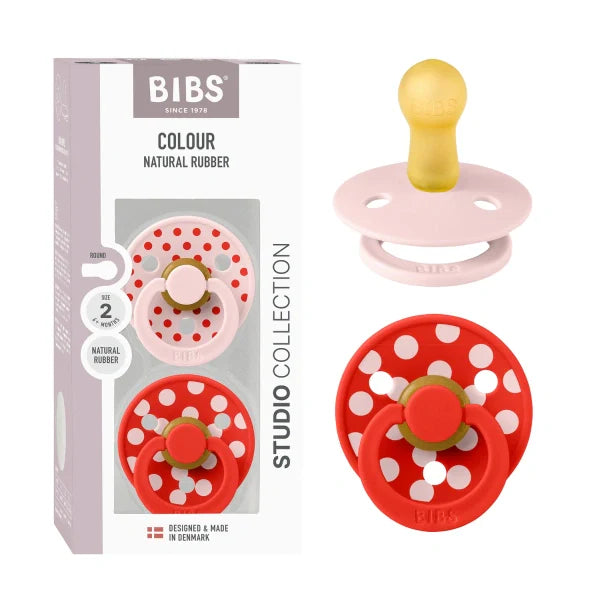 BIBS Studio Pacifier 2pk (Polka Blossom/Candy Apple)