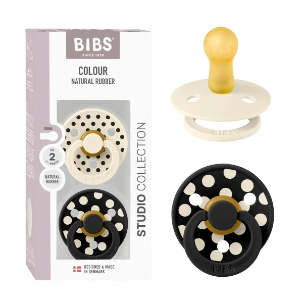 BIBS Studio Pacifier 2pk (Polka Ivory/Black)