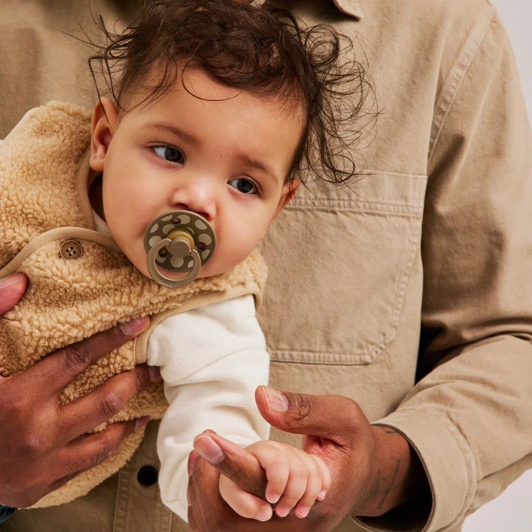 BIBS Studio Pacifier 2pk (Polka Vanilla/Dark Oak)