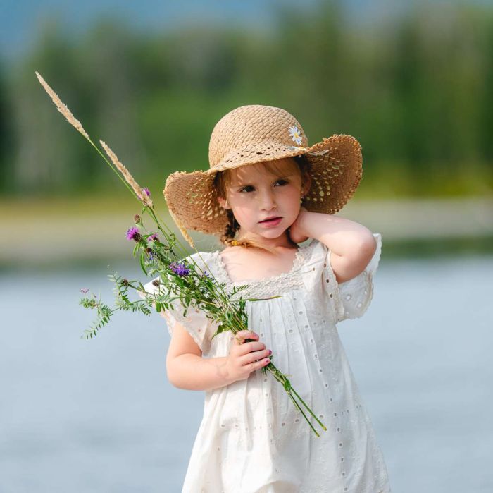 Calikids S2627 Straw Beach Hat (Daisy)