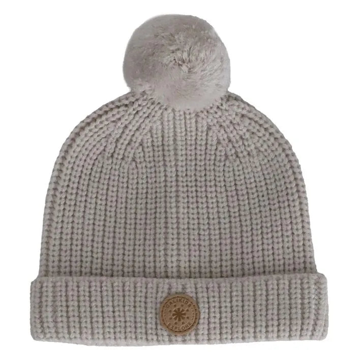 Calikids W2519 Grow-With-Me Knit Pom-Pom Hat (Moon Beam)