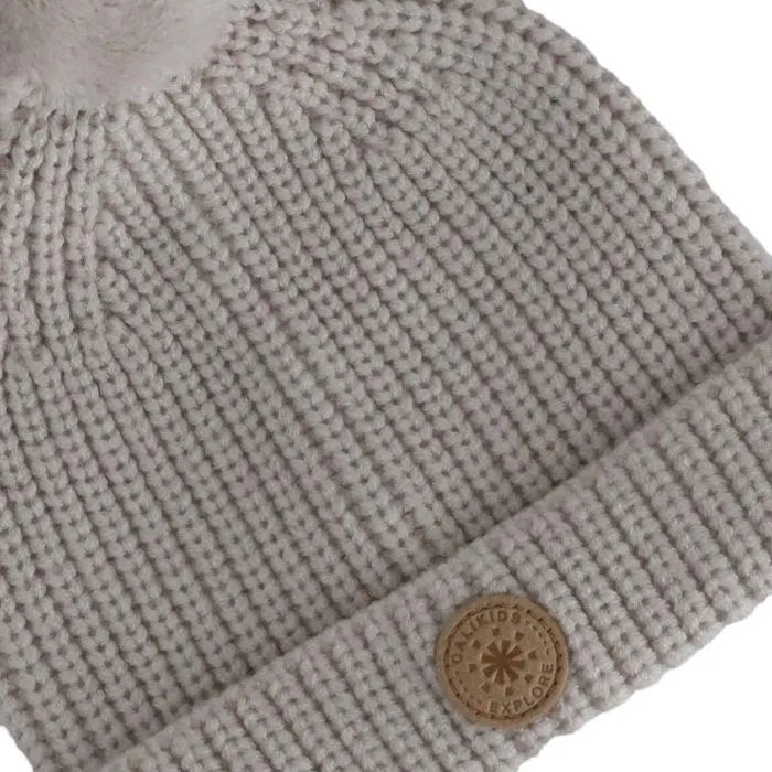 Calikids W2519 Grow-With-Me Knit Pom-Pom Hat (Moon Beam)