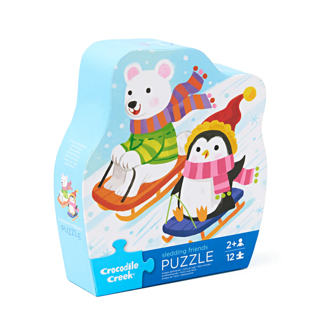 Crocodile Creek 12-Piece Mini Puzzle (Sledding Friends)