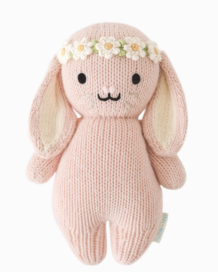 Cuddle + Kind Baby Animal Knit Doll (Ivory Floral Rose Bunny)