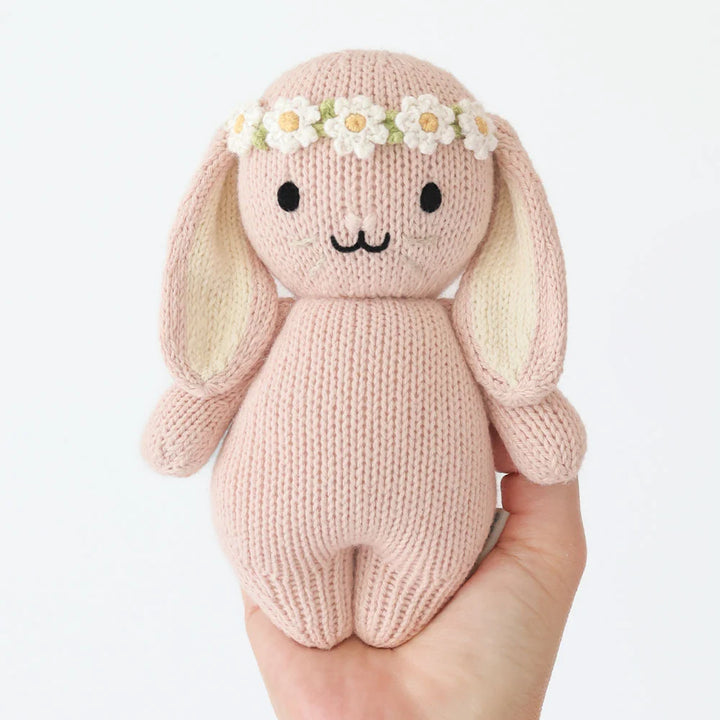 Cuddle + Kind Baby Animal Knit Doll (Ivory Floral Rose Bunny)