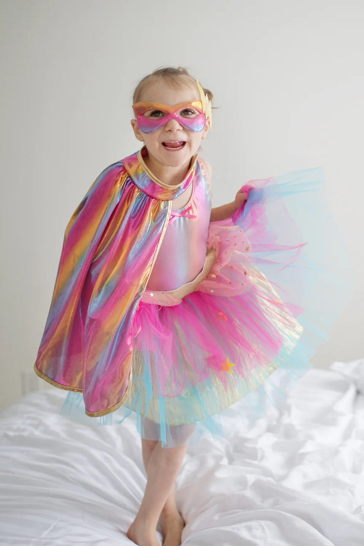 Great Pretenders Super-Duper Tutu, Cape, & Mask (Pink/Gold)