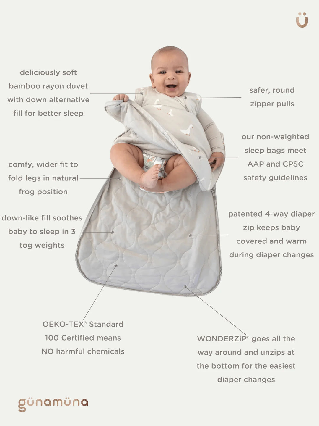 Gunamuna Duvet Bamboo Sleep Sack 1 TOG (Girl Dog)