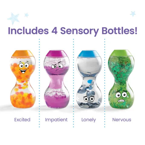 Hand2Mind Express Your Feelings Sensory Bottles (Excited, Lonely, Nervous, Impatient)