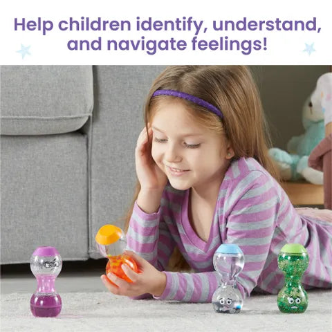 Hand2Mind Express Your Feelings Sensory Bottles (Excited, Lonely, Nervous, Impatient)