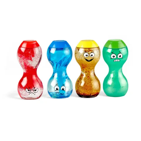 Hand2Mind Express Your Feelings Sensory Bottles (Happy, Angry, Scared, Sad)
