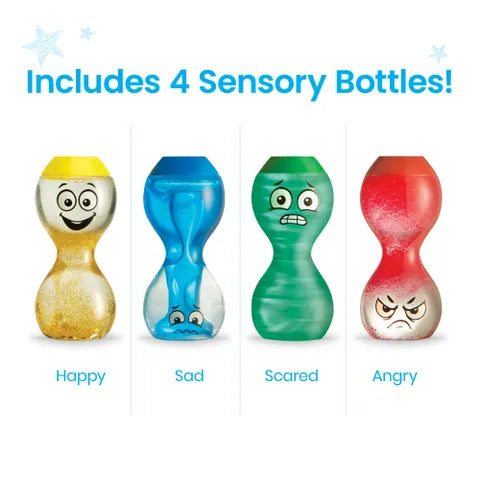 Hand2Mind Express Your Feelings Sensory Bottles (Happy, Angry, Scared, Sad)