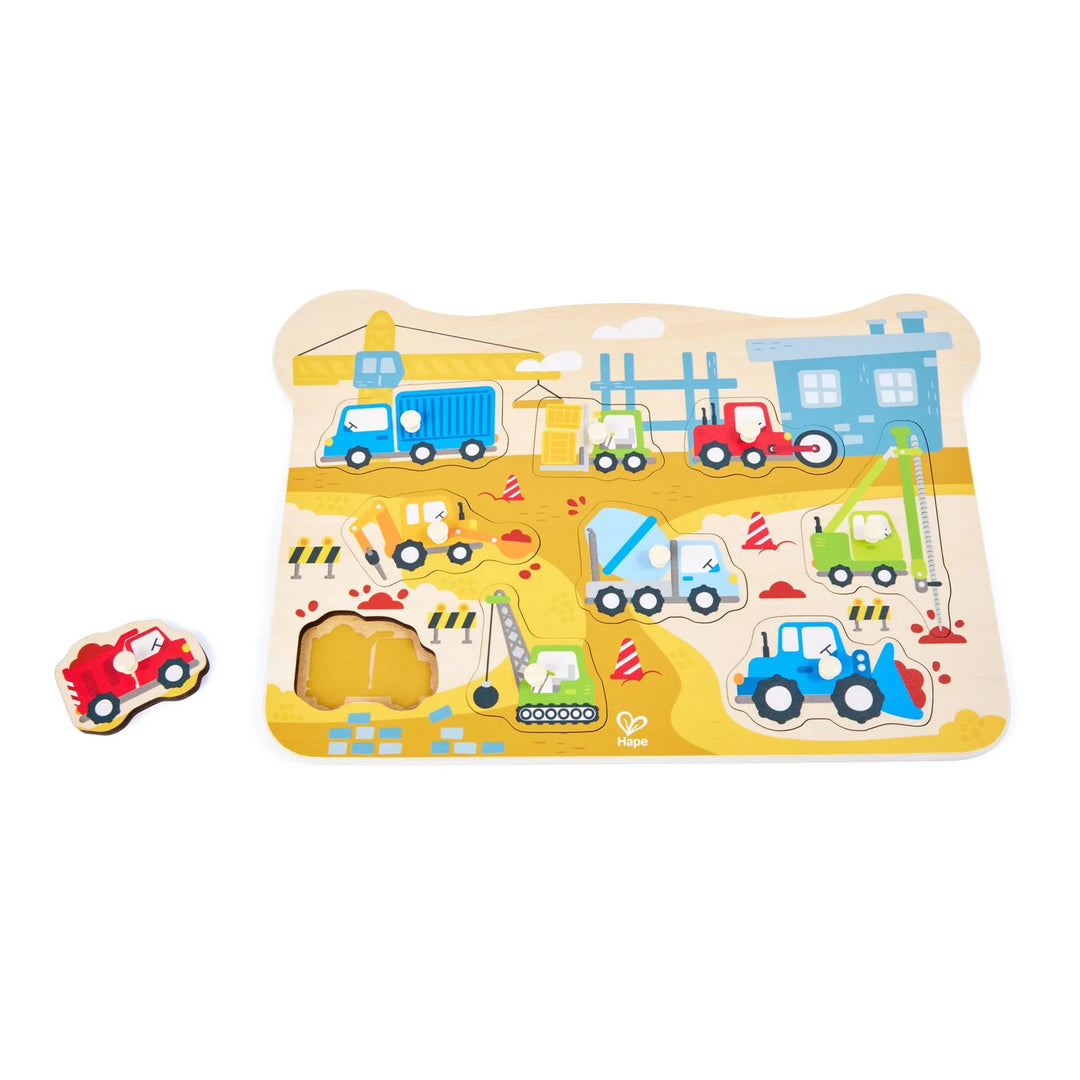Hape Construction Vehicles Peg Puzzle