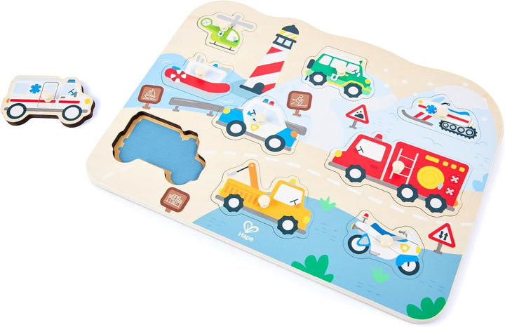 Hape Emergency Vehicles Peg Puzzle