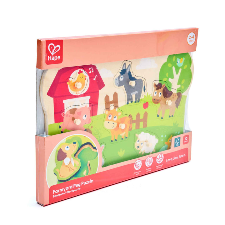 Hape Farm Animals Peg Puzzle