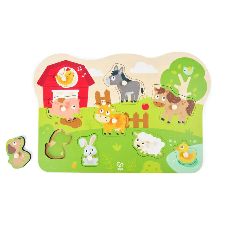 Hape Farm Animals Peg Puzzle