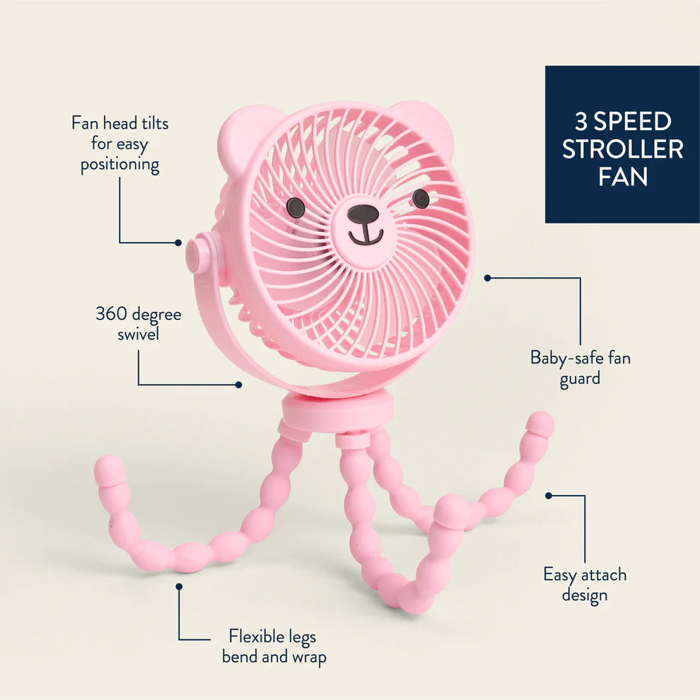 Itzy Ritzy Breeze 3-Speed Stroller Fan (Pink)
