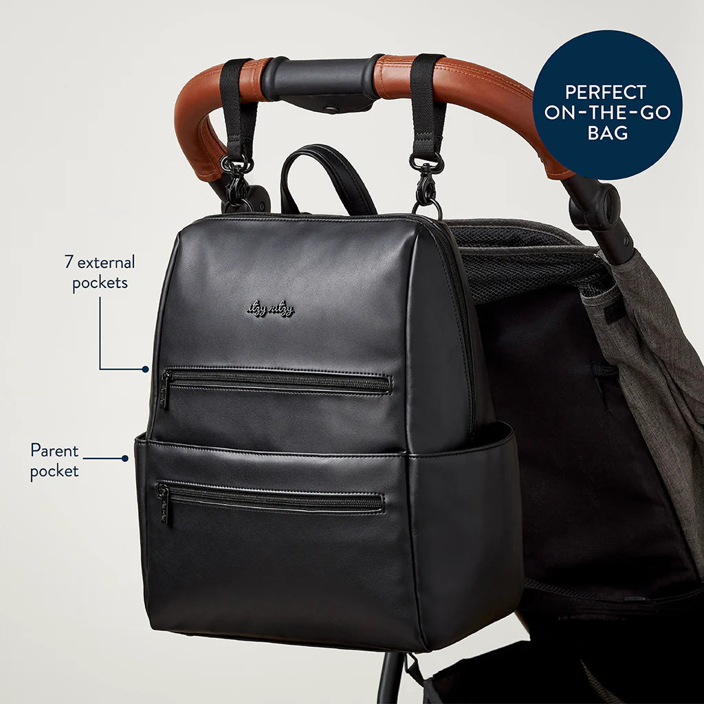 Itzy Ritzy Eras Backpack Midi Diaper Bag (Black)