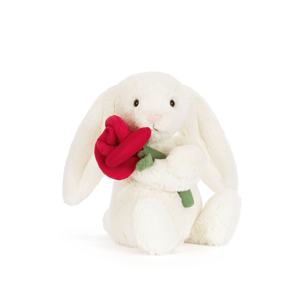 Jellycat Bashful Cream Bunny with Rose - babyandme.ca – babyandme