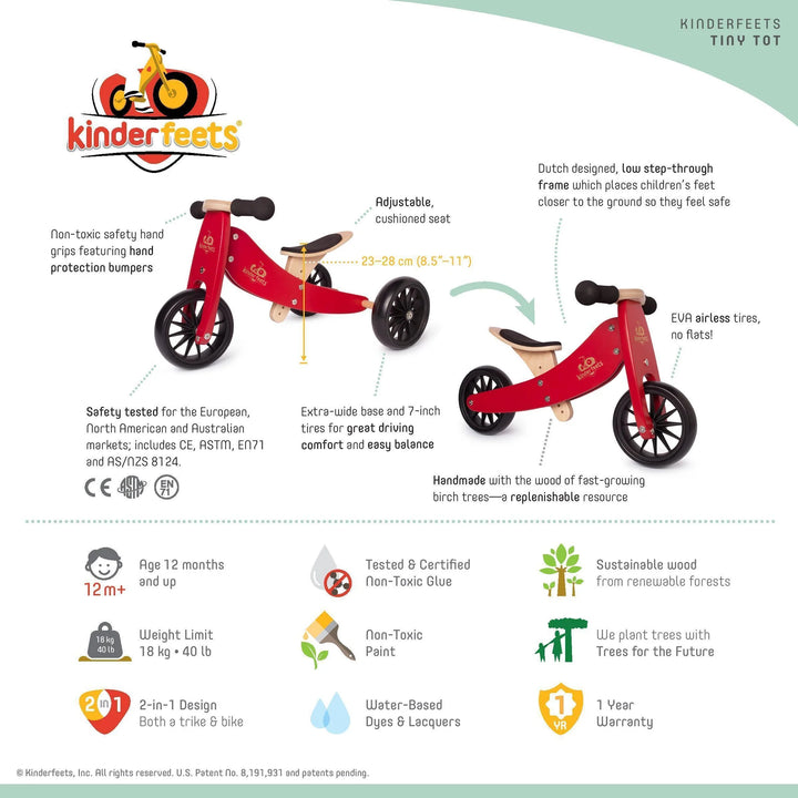 Kinderfeets Tiny Tot 2-in-1 Tricycle Balance Bike (Cream)