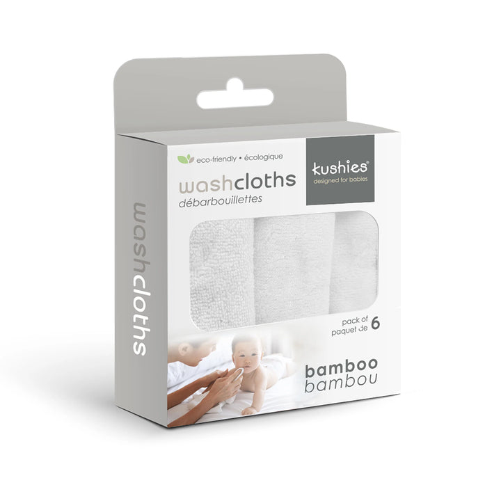 Kushies Bamboo Washcloths 6-Pack (White)