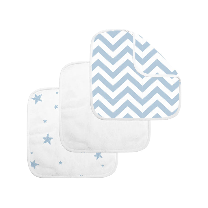 Kushies Terry Washcloth Set (Blue Chevron/White Solid/Blue Star)