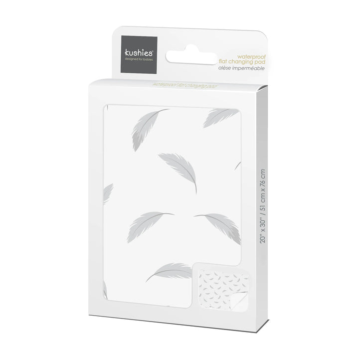 Kushies Waterproof Flat Change Pad Flannel (Grey Feather)