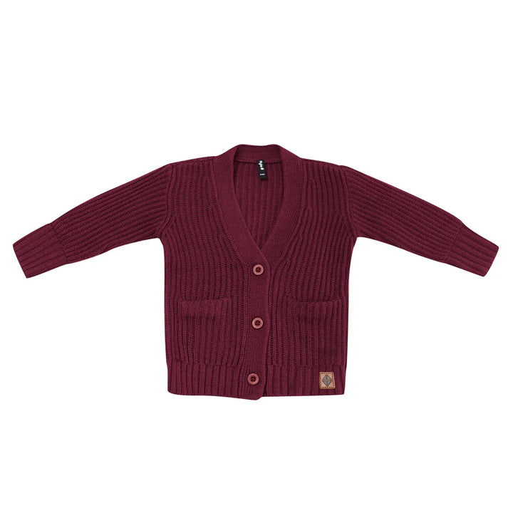 Kyte Baby Chunky Knit Oversized Cardigan (Burgundy)