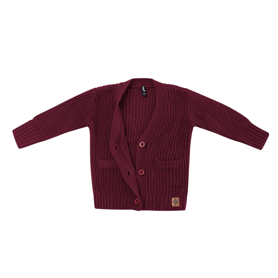 Kyte Baby Chunky Knit Oversized Cardigan (Burgundy)