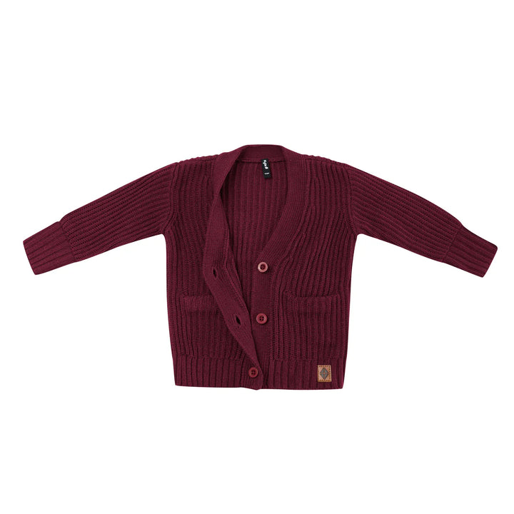 Kyte Baby Chunky Knit Oversized Cardigan (Burgundy)