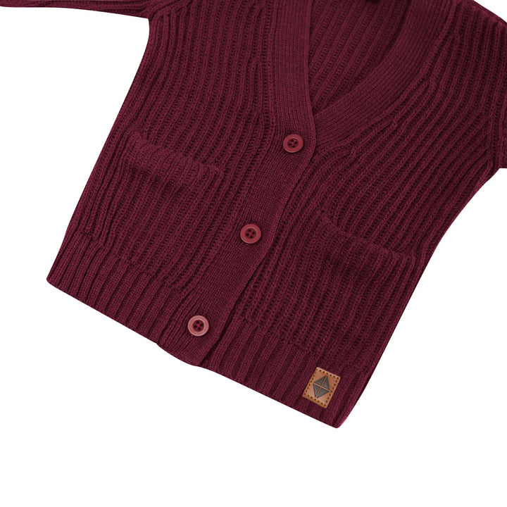 Kyte Baby Chunky Knit Oversized Cardigan (Burgundy)