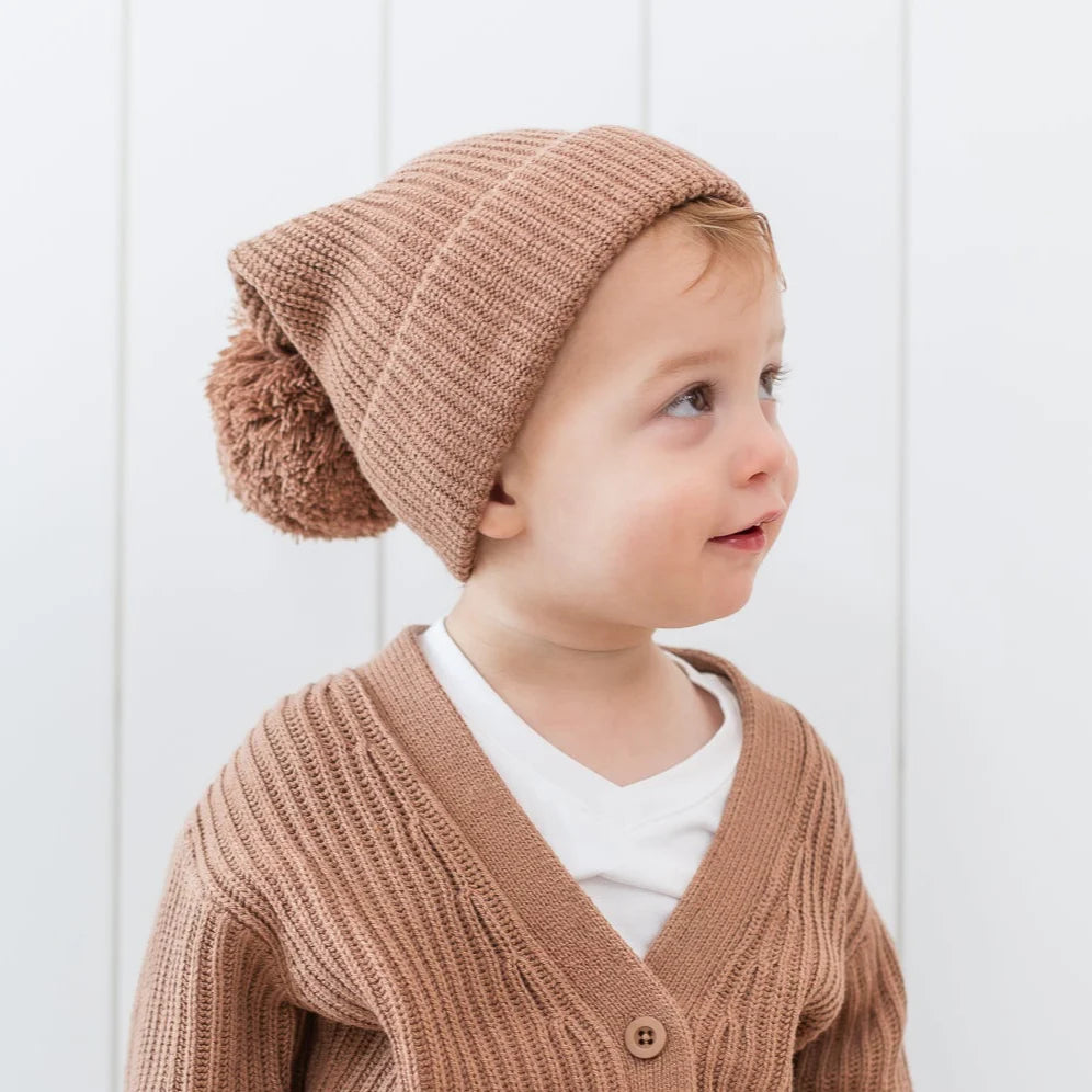 Kyte Baby Chunky Knit Pom Beanie (Latte)