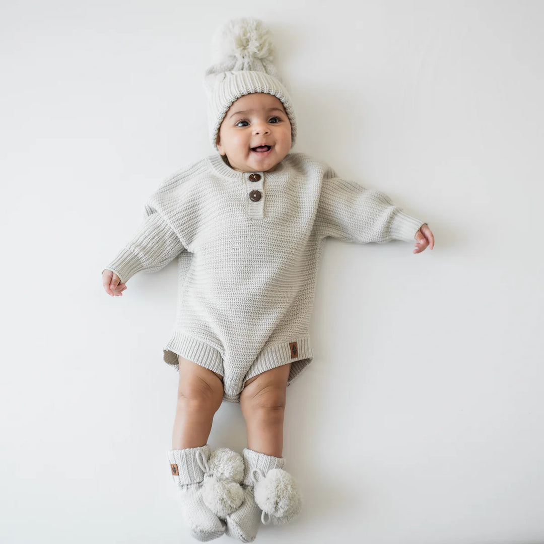 Kyte Baby Chunky Knit Romper (Almond)