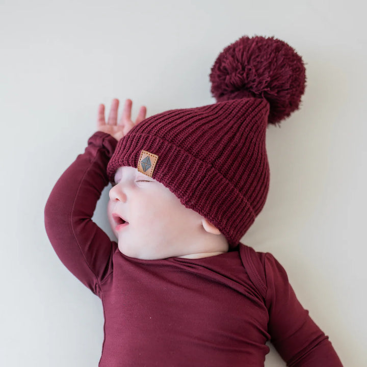 Kyte Baby Chunky Knit Pom Beanie (Burgundy)