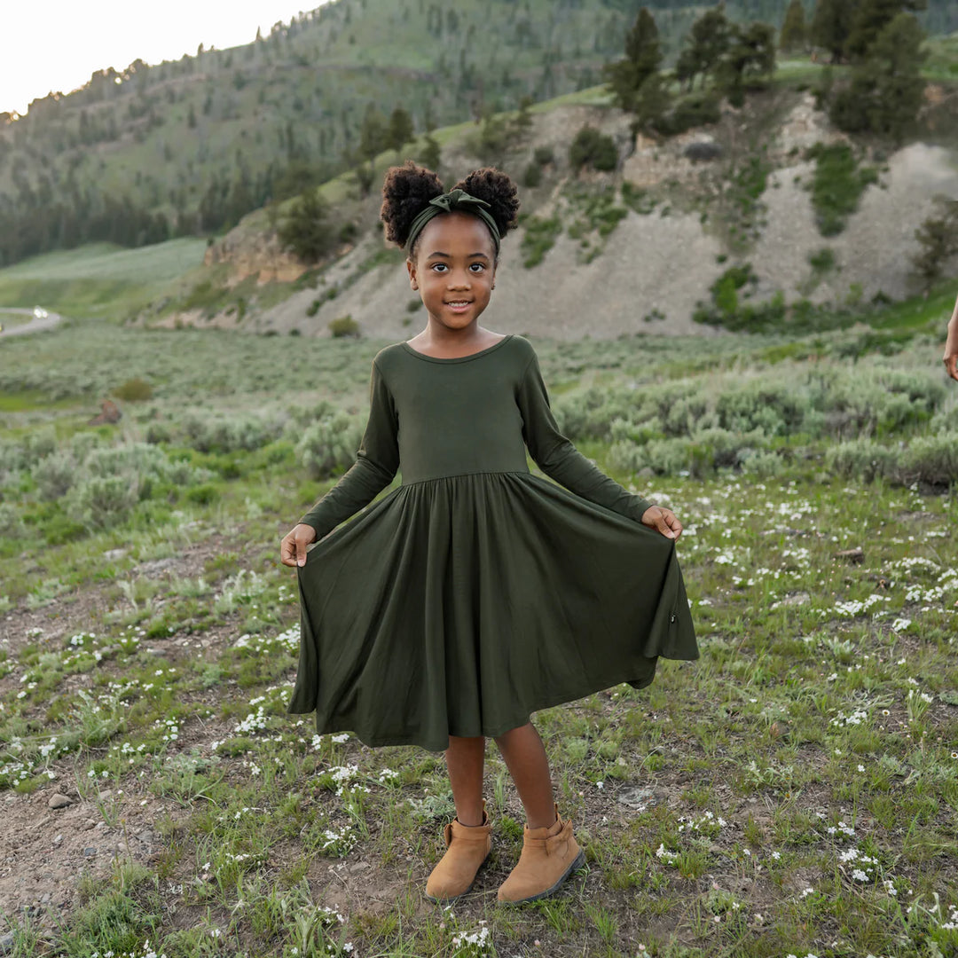 Kyte Baby Long Sleeve Twirl Dress (Fir)