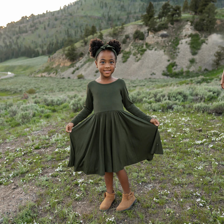 Kyte Baby Long Sleeve Twirl Dress (Fir)