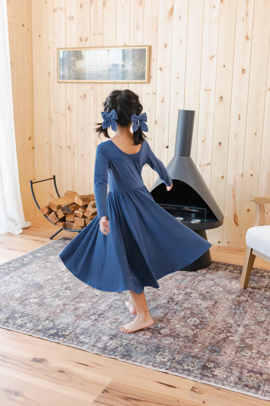 Kyte Baby Long Sleeve Twirl Dress (Oxford)