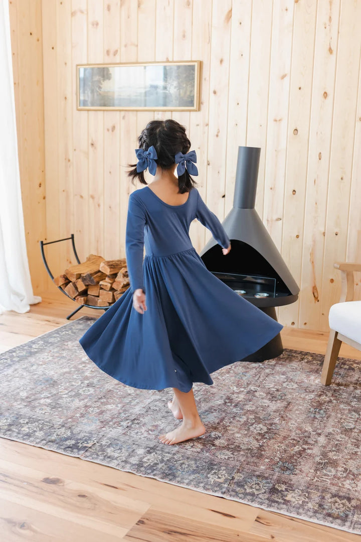 Kyte Baby Long Sleeve Twirl Dress (Oxford)