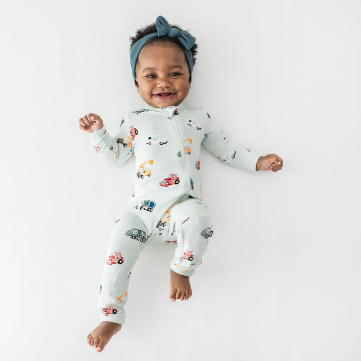 Kyte Baby Long Sleeve Zippered Romper (City Vehicles)